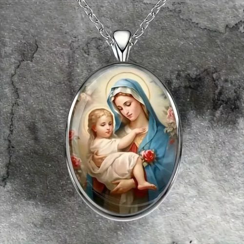 Szűz Mária és a gyermek Jézus medálos nyaklánc