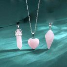 Rózsakvarc nyaklánc szett