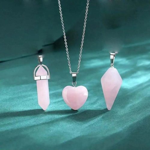 Rózsakvarc nyaklánc szett