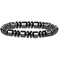 Férfi hematit karkötő – Henger formájú kövek
