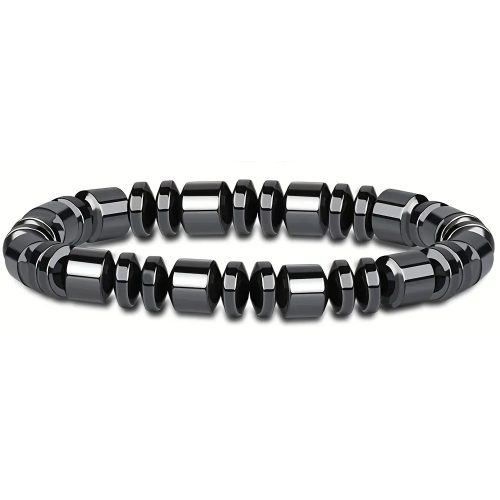 Férfi hematit karkötő – Henger formájú kövek