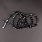 Férfi fényes fekete hematit rózsafüzér