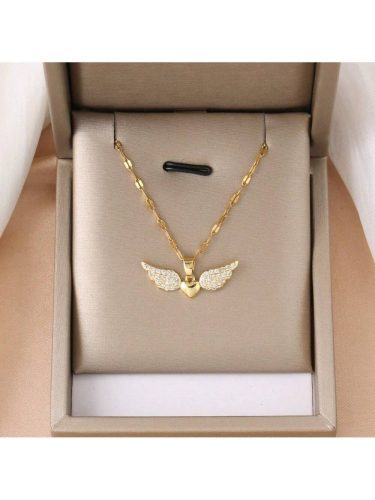 Elegáns Angyalszárny nyaklánc szívvel