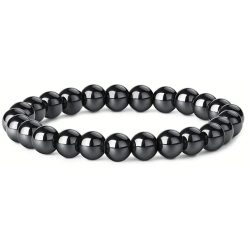Férfi hematit karkötő – Gömb formájú gyöngyök