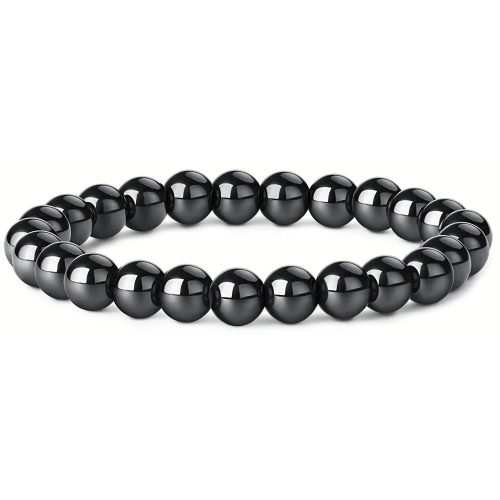 Férfi hematit karkötő – Gömb formájú gyöngyök
