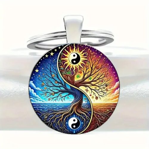 Yin Yang életfa kulcstartó