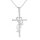 Ezüst színű kereszt nyaklánc fehér kővel