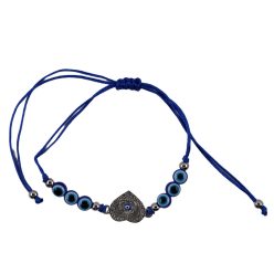 Szív alakú Nazar fonott karkötő - védelem szeretettel