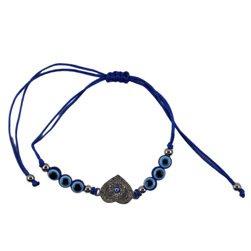 Szív alakú Nazar fonott karkötő - védelem szeretettel