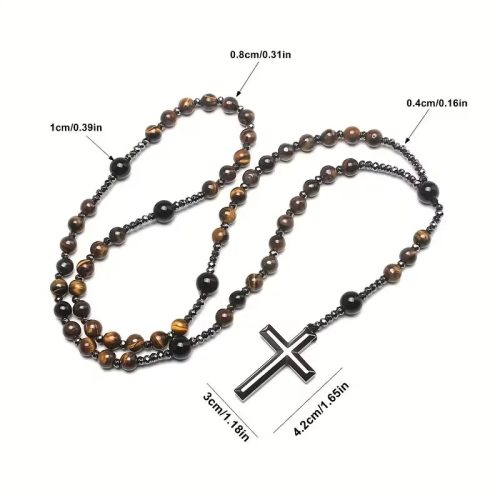 Férfi matt fekete hematit rózsafüzér