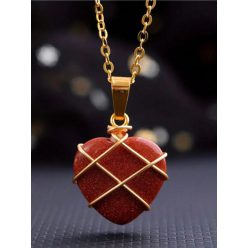 Szív alakú vörös homokkő nyaklánc