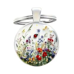 Virágos kulcstartó katicabogárral