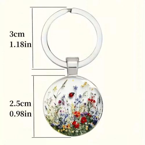 Virágos kulcstartó katicabogárral