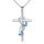 Ezüst színű kereszt nyaklánc kék kővel