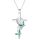 Ezüst színű kereszt nyaklánc zöld kővel