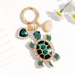 Sötétzöld teknősös kulcstartó