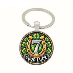 Szerencse kulcstartó négylevelű lóherével