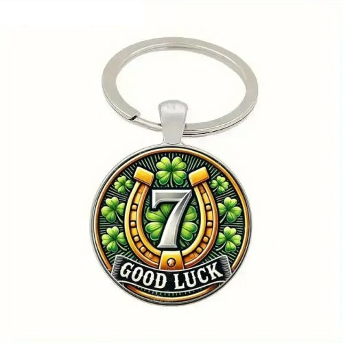 Szerencse kulcstartó négylevelű lóherével