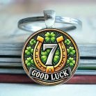 Szerencse kulcstartó négylevelű lóherével