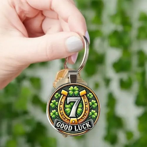 Szerencse kulcstartó négylevelű lóherével