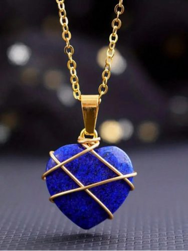 Szív alakú lapis lazuri nyaklánc