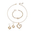 Dupla szív nyaklánc, fülbevaló és karkötő szett