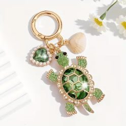 Világoszöld teknősös kulcstartó